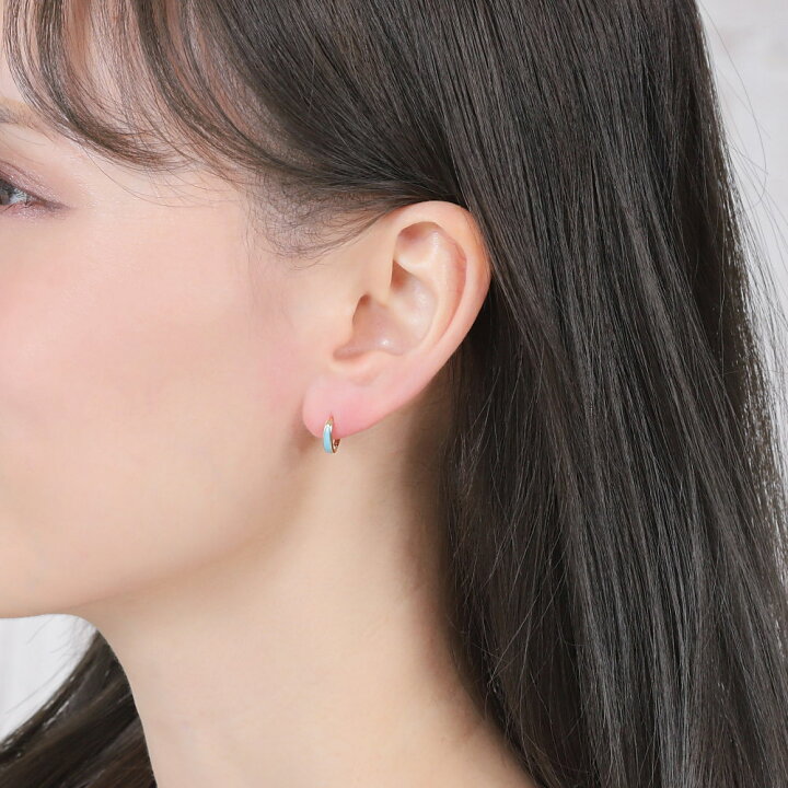 楽天市場】フープピアス K18 トルコ石 ターコイズ 両耳 18金 18k 