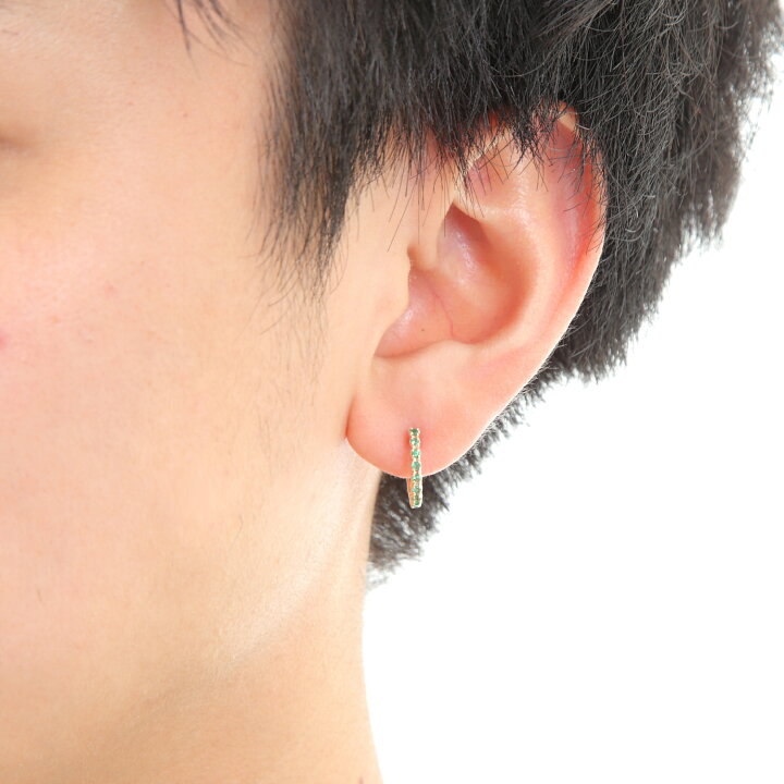 楽天市場】K10 フープ ピアス エメラルド 0.16ct ゴールド エタニティ 