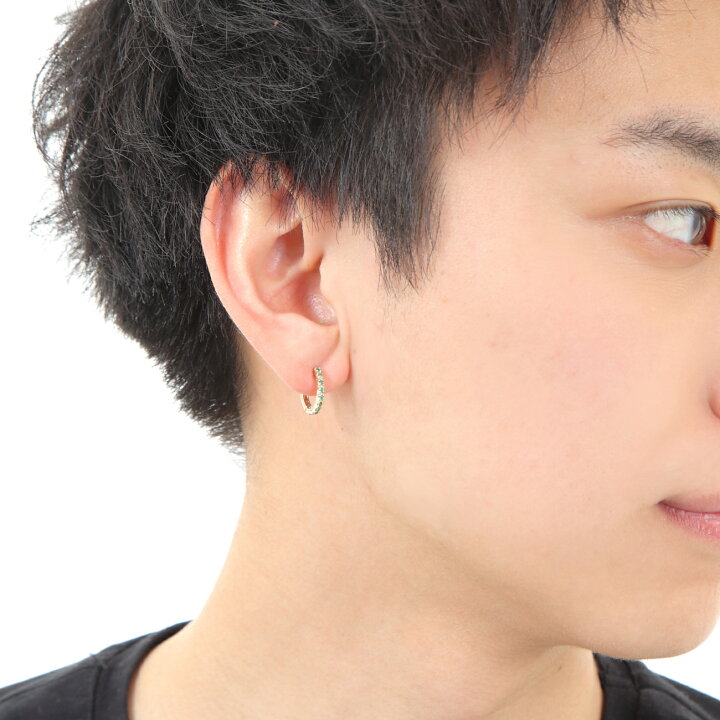 楽天市場】K10 フープ ピアス エメラルド 0.16ct ゴールド エタニティ 