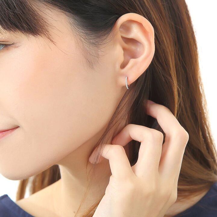 楽天市場】18金 フープピアス ダイヤモンド 0.1ct ホワイトゴールド 