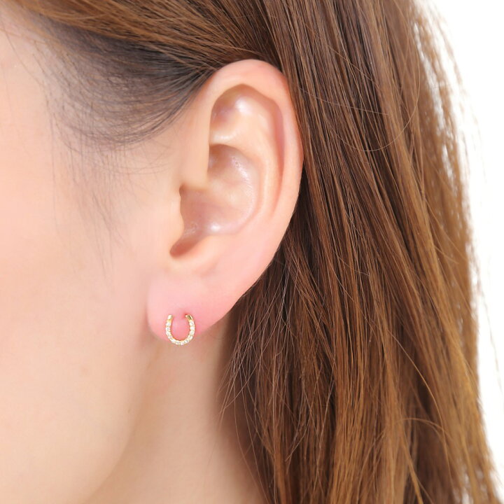 楽天市場】18金 K18 ピアス ダイヤモンド ホースシュー 0.1ct 馬蹄 