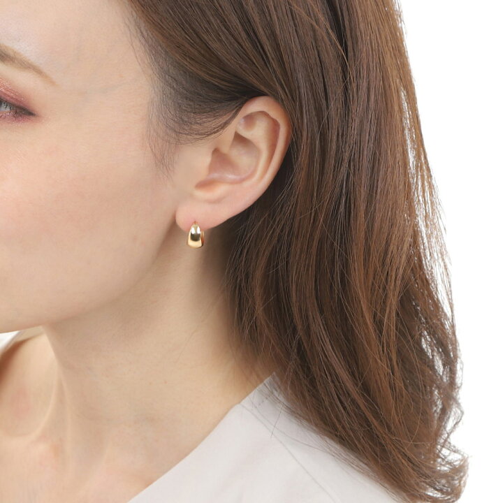 楽天市場】18金 フープピアス 月甲 7×13mm 18k K18 両耳 レディース 