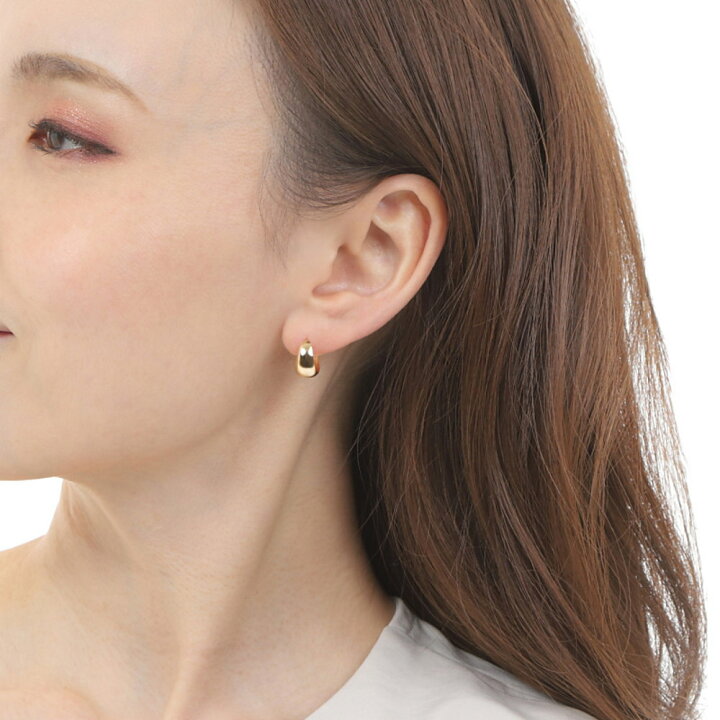 楽天市場】18金 フープピアス 月甲 7×13mm 18k K18 両耳 レディース 