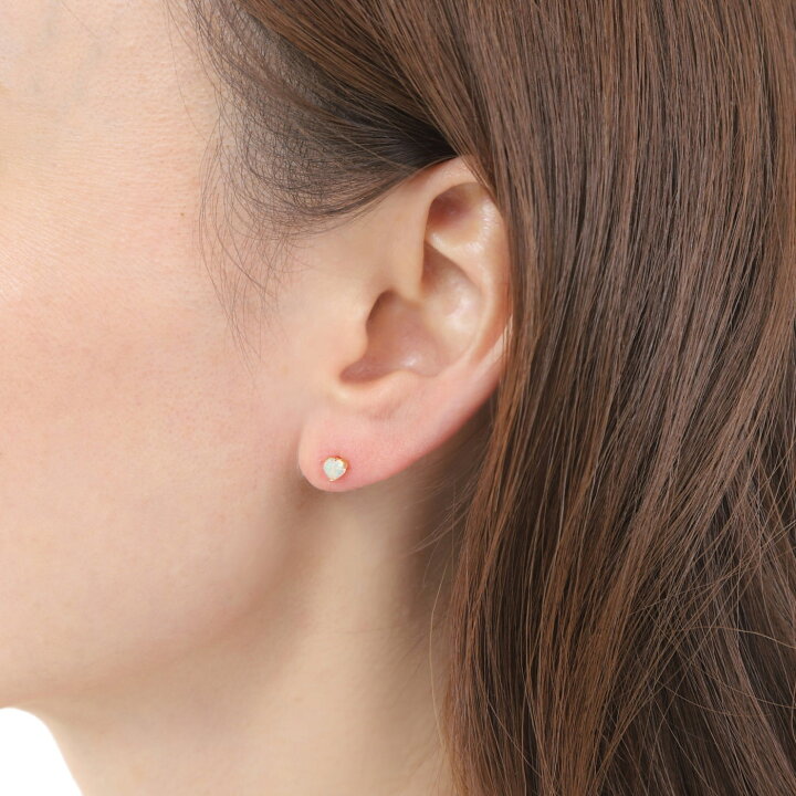 楽天市場】ピアス K18 オパール ハート 両耳 18金 18k ゴールド 