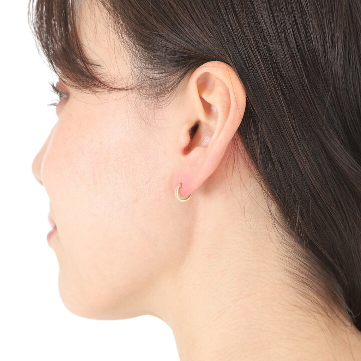 楽天市場】18金 フープピアス ダイヤモンド 0.1ct イエローゴールド 