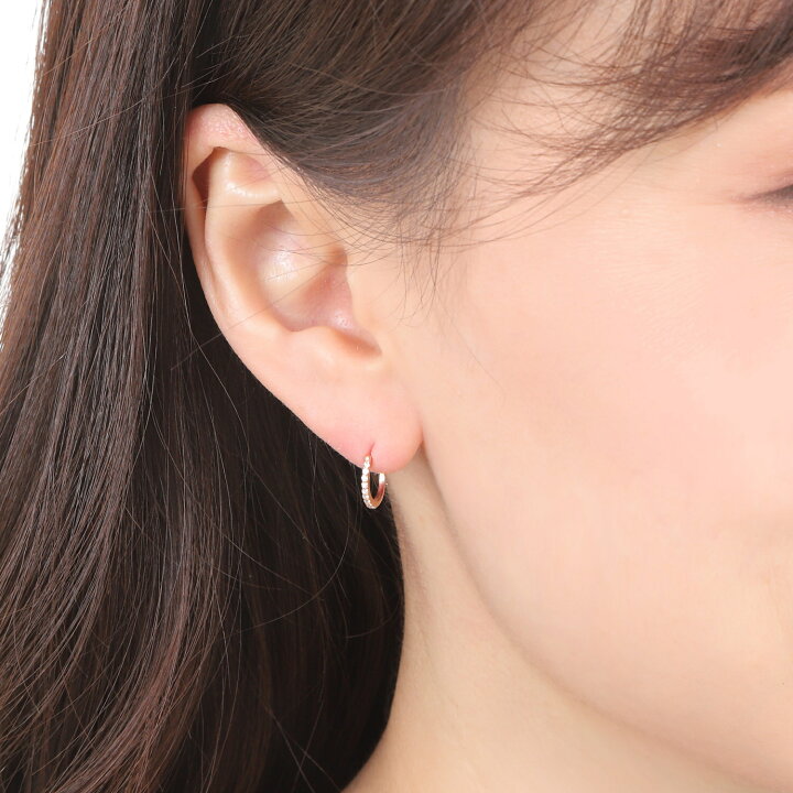 楽天市場】18金 フープピアス ダイヤモンド 0.1ct ピンクゴールド 1.1 