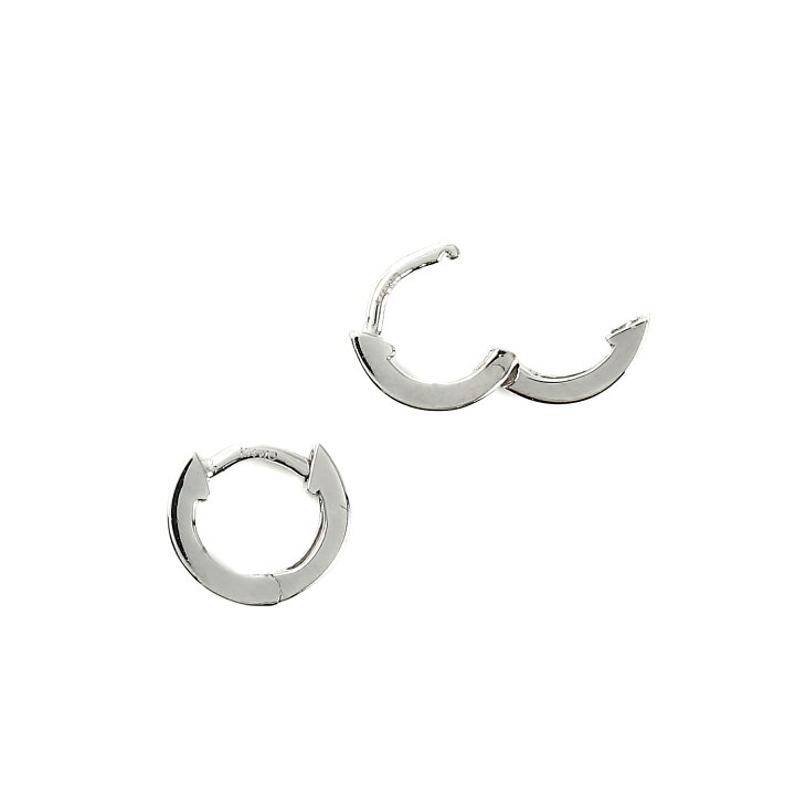 楽天市場】14金 フープピアス 幅広 小さめ ホワイトゴールド 7.5×1.3mm 