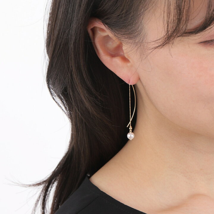 楽天市場】18金 ピアス パール チェーン あこや真珠 6-6.5mm アコヤ 