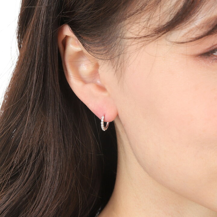 楽天市場】18金 フープピアス ダイヤモンド 0.2ct 両耳 ホワイト 