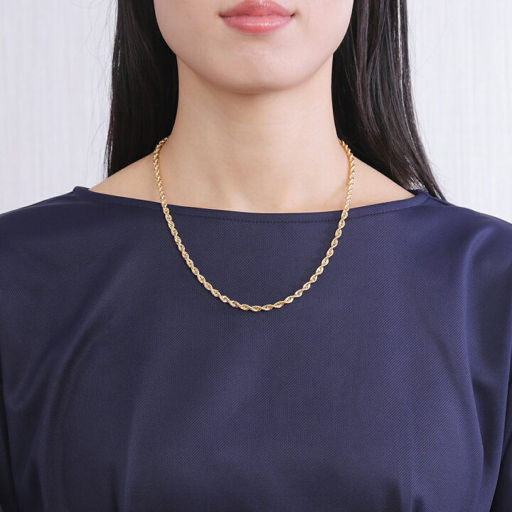 楽天市場】18金 パイプロープ ネックレス 50cm 幅4mm ゴールド ロープ 