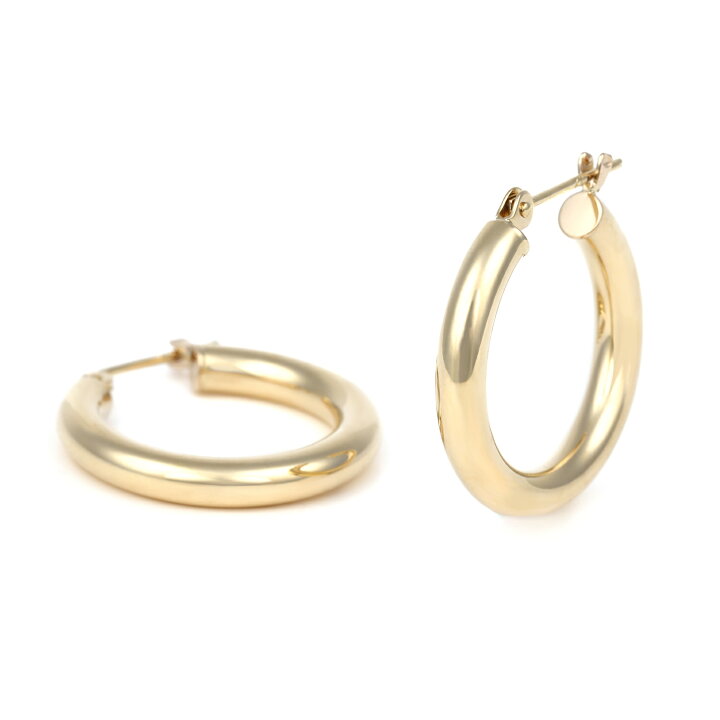 楽天市場】18金 フープピアス 3mm×20mm 両耳 ゴールド リング ピアス