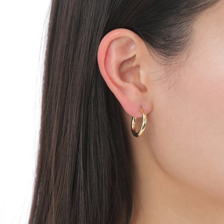 楽天市場】18金 フープピアス 3mm×20mm 両耳 ゴールド リング ピアス 