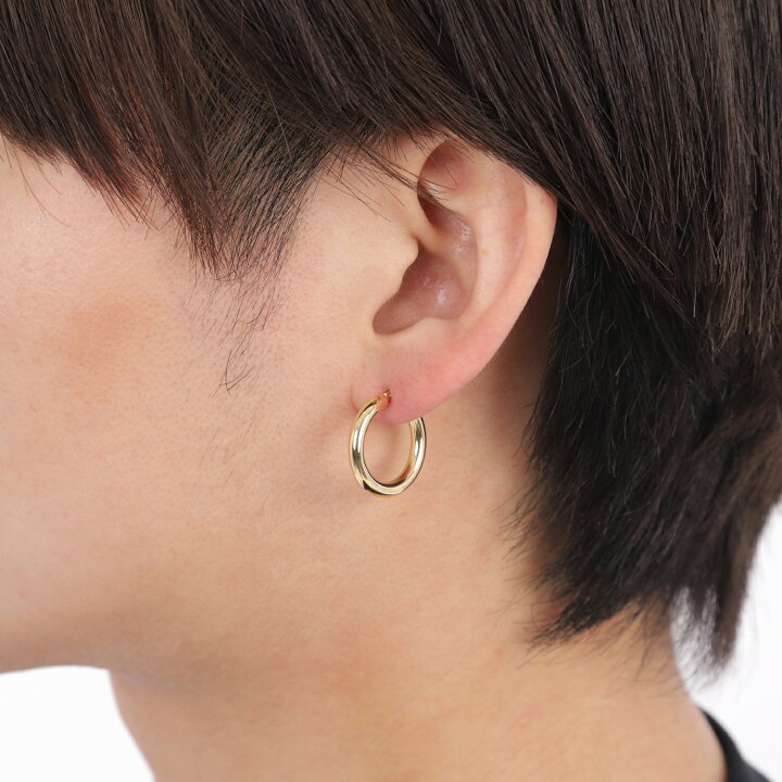 楽天市場】18金 フープピアス 3mm×20mm 両耳 ゴールド リング ピアス 