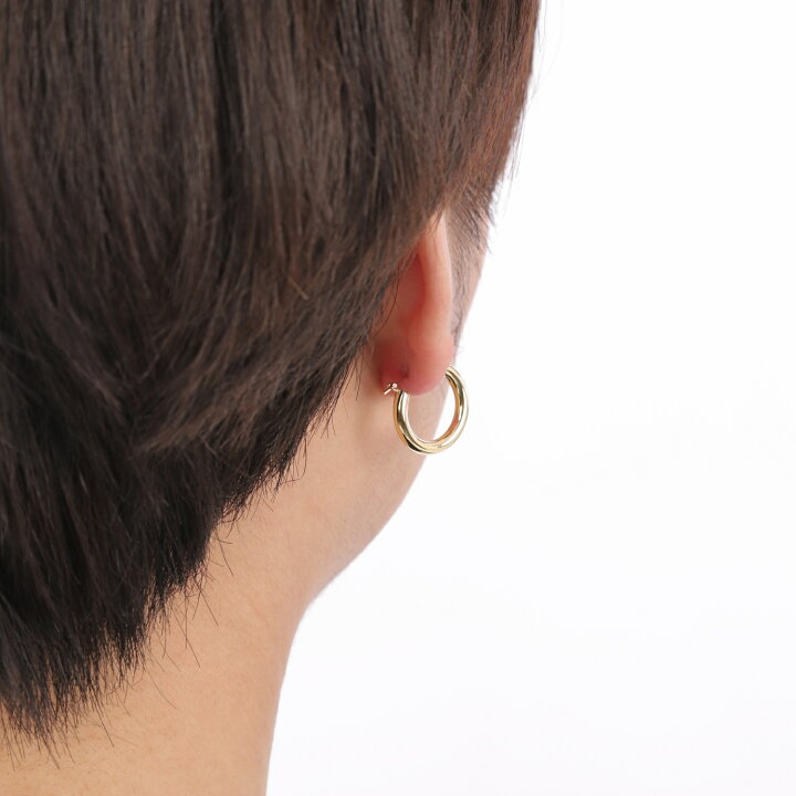楽天市場】18金 フープピアス 3mm×20mm 両耳 ゴールド リング ピアス 