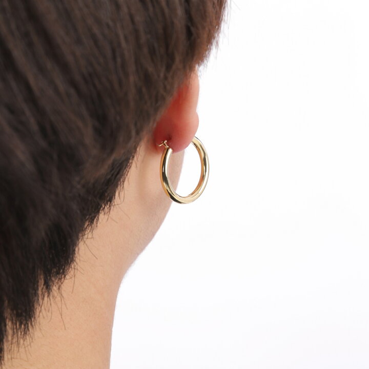 楽天市場】18金 フープピアス 3mm×25mm 両耳 ゴールド リング ピアス 