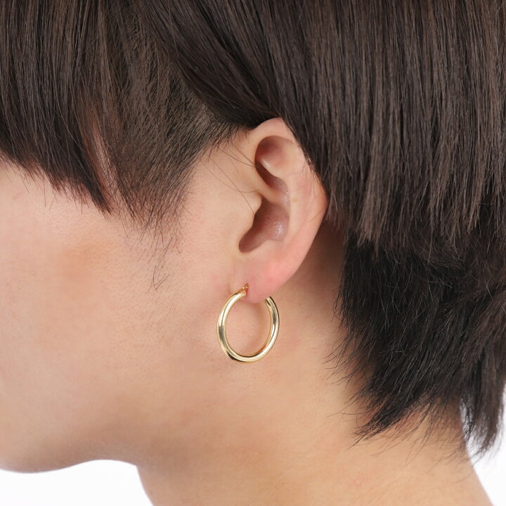 楽天市場】18金 フープピアス 3mm×25mm 両耳 ゴールド リング ピアス 