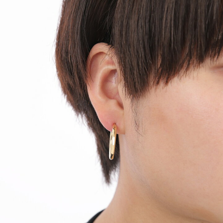 楽天市場】18金 フープピアス 3mm×25mm 両耳 ゴールド リング ピアス 