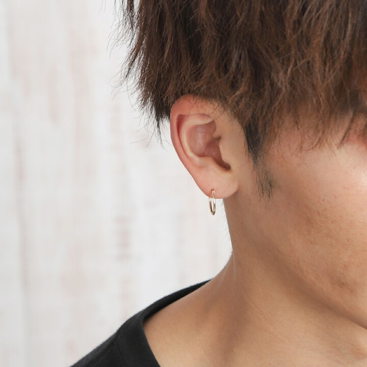 楽天市場】18金 フープピアス 1mm × 15mm 片耳 1個 ゴールド 