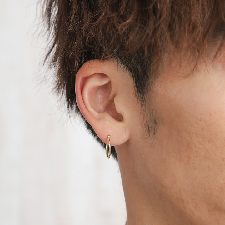 楽天市場】18金 フープピアス 1mm × 15mm 片耳 1個 ゴールド 