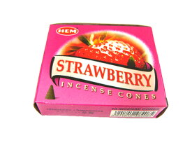 お香 ストロベリー香 コーンタイプ HEM STRAWBERRY CORN インセンス インド香 アジアン雑貨 ポスト投函配送選択可能です 6箱毎に送料1通分が掛かります