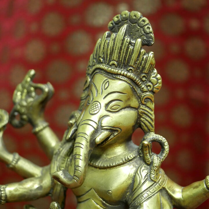 楽天市場】インドの神様ガネーシャの置物 真鍮製の大きなガネーシャ 
