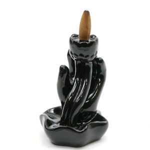 バックフローコーン香用香炉 逆流香香炉 倒流香香炉 「蓮の花と仏手」 陶器製お香たて お香立て インセンスホルダー HEMやSATYAの逆流香に