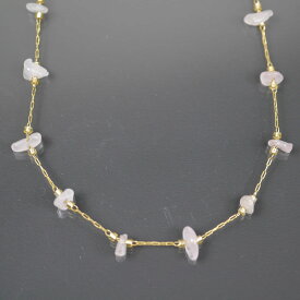 ステンレス製 ローズクォーツ ネックレス サージカルステンレス SUS304 金属アレルギー レディース シンプル ゴールド チェーン 大人happyhour accessory 50010039