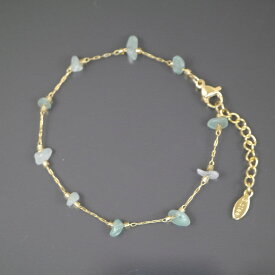 ステンレス製 天然石 ブレスレット サージカルステンレス SUS304 アベンチュリン ラピスラズリ 水晶 カーネリアン ミックス さざれ 金属アレルギー レディース シンプル ゴールド チェーン 大人 アンクレットhappyhour accessory 50020017