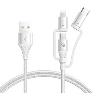 Teleadapt���C�g�j���O/USBTypeC/MicroUSB�P�[�u��3-in-1�[�d�P�[�u��2.4A/480MBPS�}���[�d�P�[�u��MFi�F��iphone/Android���@��Ή�(0.9m��)