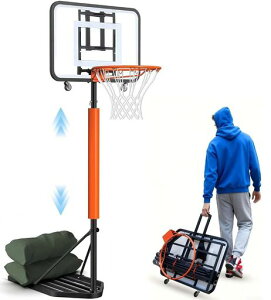 TUIYIDUO�o�X�P�b�g�S�[���o�X�P�b�g�{�[���X�^���h5/6/7���Ή�����200~275cm���߉\�܂肽���ݎ��ړ����o�X�P�b�g�{�[�����萫�����L���X�^�[�t���ړ��ɕ֗��������H��Ȃ��Ŏ��t���c