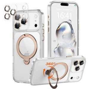 iPhone17 ProMax �p �P�[�X�y�Ɍ��̓������ƕی��4in1�z�J�����ی���/MagSafe�Ή�/360�x�X�^���h/�X�g���b�v�z�[�����t��