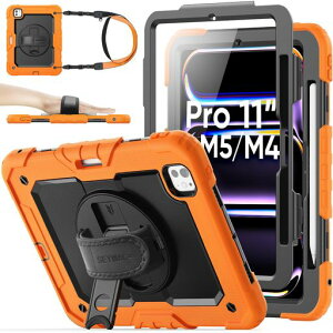 SEYMACstock2025�N/2024�N11�C���`iPadPro(M5/M4)��p�ϏՌ��P�[�X�ی�t�B�����t���y�����[360°��]�X�^���h�n���h�X�g���b�v�V�����_�[�X�g���b�v�S�ʕی�J�o�[iPadPro11