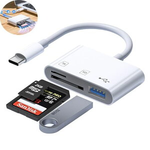 USB C SD Type-C-SD/TF �J�[�h���[�_�[3in1 Type-C �������J�[�h���[�_�[�J�����p �O�t�������[�J�[ �����o�����f�[�^�]�� �ʐ^ ���� ���y �T�|�[�gMicroSD/SDHC/SDXC/TF/U�f�B�X�N Mac Book
