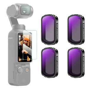 K&F CONCEPT D*I OSMO Pocket 3/4�p ���C��ND�t�B���^�[ ND4+ND8+ND16+ND32 ND�t�B���^�[ ���C�z�� �����֗� �����ʒ��� AGC���w�K���X �R���g���X�g���� 28�w�i�m�R�[�e�B���O �����h��