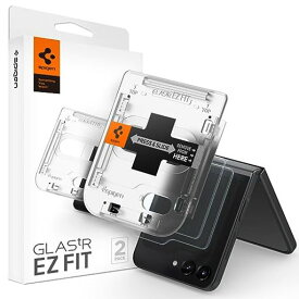 SPIGEN EZ FIT ガラスフィルム GALAXY Z FLIP 5 用 貼り付けキット付き ギャラクシー Z FLIP5 全面液晶用 のフルカバー ガラスフィルム 2枚