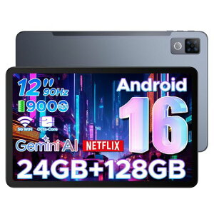 【Android16タブレット12インチ初登場】DOOGEEU12android16タブレット12インチWi-FモデルGeminiAI8コアUnisocT725524GB+128GB+2TB拡張9000mAh90Hz