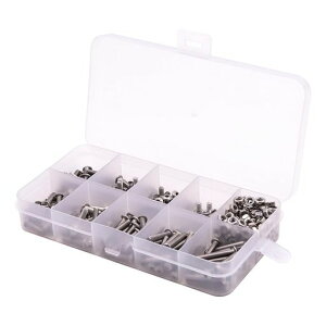 Aoling六角穴付ボルトM310mm20mm六角ネジM318mm16mm14mm12mm8mm6mm5mm六角ナットM3セットステンレスA2全ネジ収納ケース付きラウンドヘッド計340本