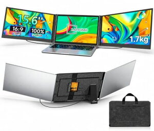 Laptomo �g���v�����j�^�[ 15.6�C���` FHD 1080P IPS �f���A�����j�^�[�m�[�g�p�\�R���p ���o�C�����j�^ 2���/3��ʊg�� �܂肽���ݎ� 180°��] HDMI/Type-C �v���O�A���h�v���C