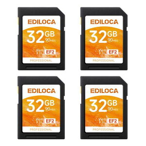 Ediloca EF2�y4���Z�b�g�z32GB SD�J�[�h UHS-I Class10 U1 V10 ���� �ő�ǎ摬�x 90MB/s �ő发�����x 20MB/s �������J�[�h 4K/�t��HD�Ή�