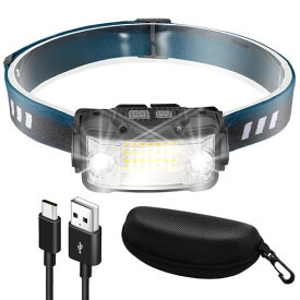 CERCANO ヘッドライト USB充電式 ネックライト 高輝度 USB 超広角 軽量 小型 センサー搭載 LED 防災 防水 キャンプ 登山 ハイキング 釣り (1 黒色)