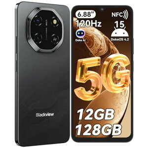 BlackviewShark6SIMフリースマホ5G対応Android15スマホ|DokeAI搭載(ChatGPT)|6.88インチ120Hzディスプレイ|12GB+128GB