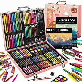 150PC ART SET KINSPORY COLORING ART KIT WOODEN DRAWING ART SUPPLIES CASE MARKERS CRAYON COLOUR PENCILS FOR BUDDING ARTISTS