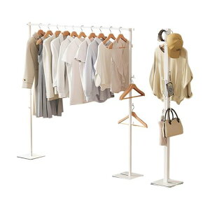 SUKIUZKI物干しラック室内物干し洗濯物干し衣類収納フック付き折りたたみおしゃれ頑丈コンパクト室内屋外ホワイト幅102/172.5X奥行き25X高さ160cm