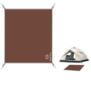 Powflyテントシート撥水両面防水日除け加工コンパクト軽量収納バッグ付きアウトドアキャンプ登山ピクニック(ブラウン210*240)