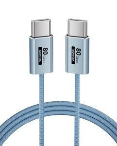 KMMXXCPM (�u���[,1.0m)USB C & USB C �P�[�u��,�_�炩�� USBC �P�[�u�� 80Gbps�����f�[�^�]�� Thunderbolt 5/4/3 �Ή�,Type-C 100W PD3.0�}���[�d,16K/8K/4K �f���o��