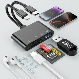 4in1iPhoneSD�J�[�h���[�_�[�y2025MFi�F�ؕi�A18�����ۏ؁zLightning/TypeC-USB3.0/TypeC/SD/microSD�ϊ��A�_�v�^�ESD�J�[�h�EmicroSD�J�[�h�E�}���[�d�EHi-Fi����|