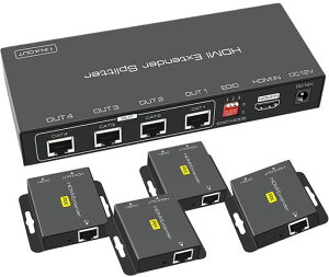 Yukidoke HDMI ���z �G�N�X�e���_�[ EX714 50M�܂� 4���z ������ Splitter Extender CAT6 ���� HD RJ45 ���z�� �����@ 1080P CAT6 7 �Ή� TX 4RX ����M�@�Z�b�g ���f�B�X�v���C