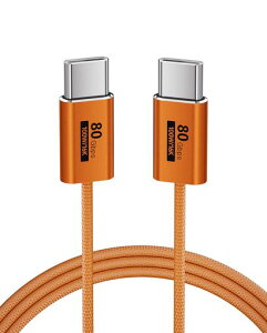 KMMXXCPM (�I�����W,1.0m)USB-C �P�[�u��,�_�炩�� USB C �P�[�u�� 80Gbps�����f�[�^�]�� Thunderbolt 5/4/3 �Ή�,TypeC 100W PD3.0�}���[�d,16K/8K/4K �f���o�� ���ʌ݊�