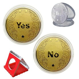 AugsionYes/no記念コイングッズアートコレク記念硬貨アートコイン意思決定・チャレンジ・占いゲーム道具(ゴールド)