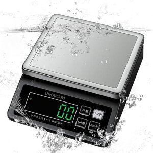 DIHAKARI(Diはかり)洗えるキッチンスケールIP67防水丸洗い可能0.1g単位デジタルはかり計量器5kg電子測り水没可能秤304ステンレス計量皿計りクッキングスケール計量計DH-8903ブラック